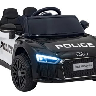 Audi R8 LITTLE Spyder coche de policía 12V, BLANCO y negro, FULL OPTION,  INDA352-RA-PA.HL1818.POL